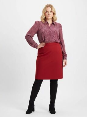 MaxMara Red and Blue Cube Design Button Up Blouse